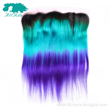 ombre lace frontal, TB/blue/purple color ombre color hair lace frontal